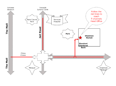 Direction Map of T-channels Head Office